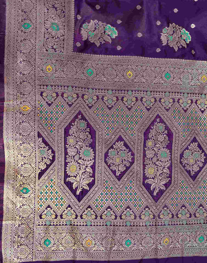 Dark Purple Silk Woven Banarasi Saree