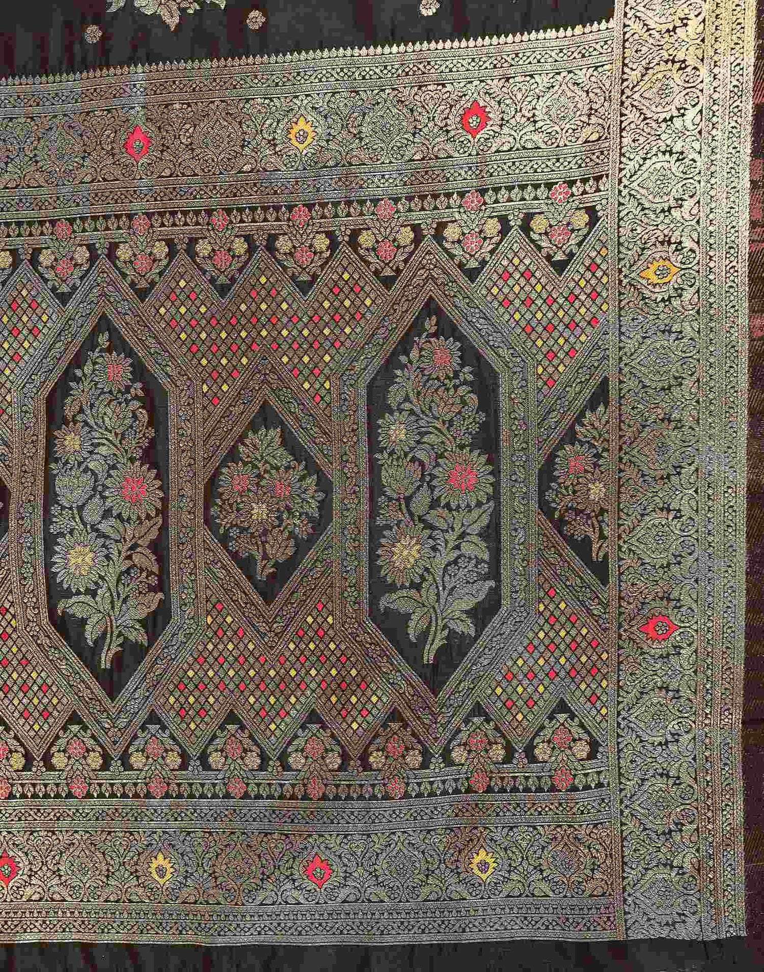 Dark Green Silk Woven Banarasi Saree