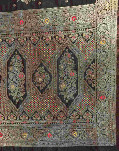 Dark Green Silk Woven Banarasi Saree