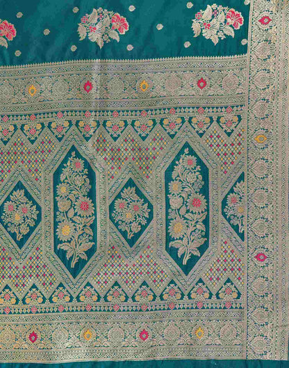 Teal Green Silk Woven Banarasi Saree