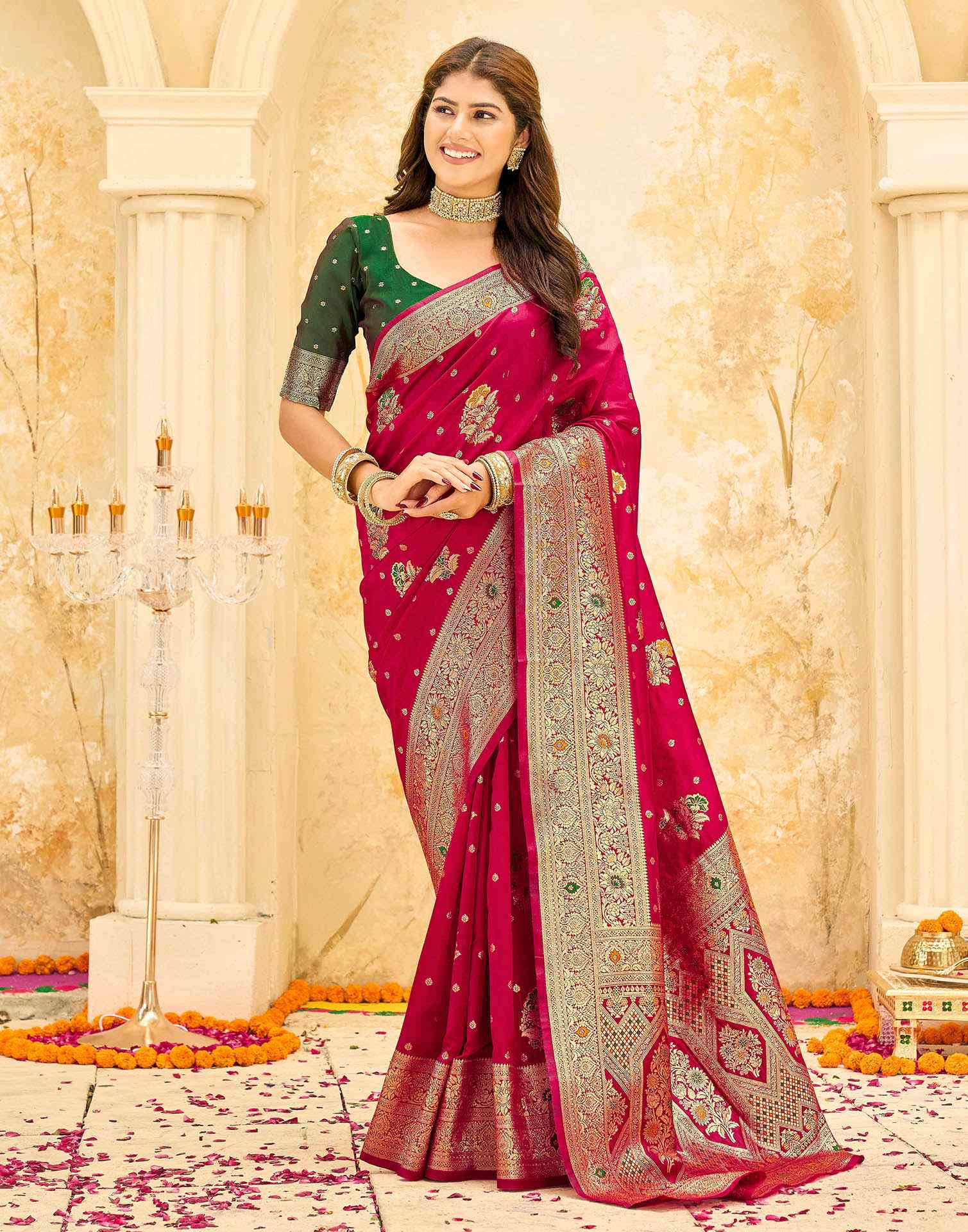 Red Silk Woven Banarasi Saree