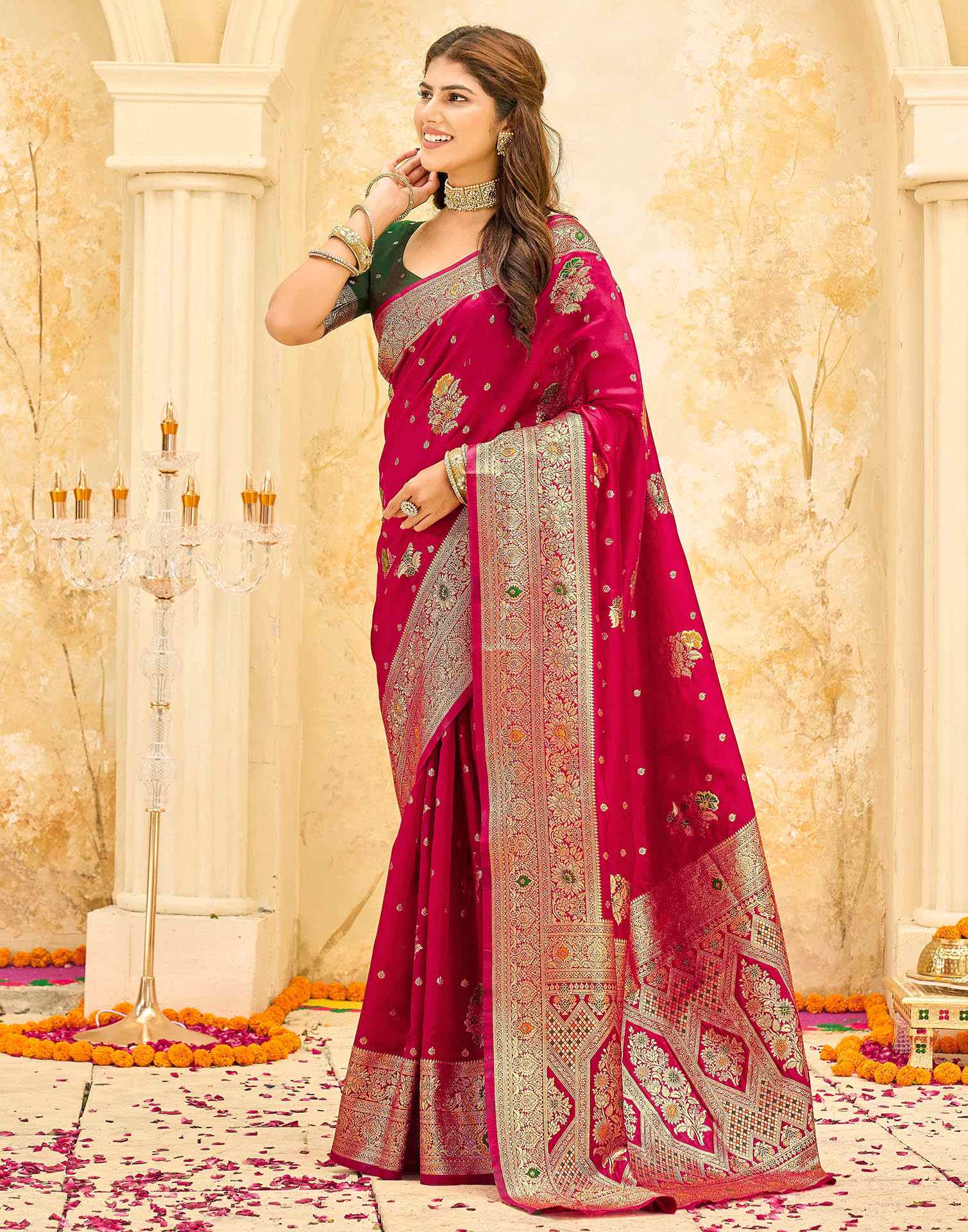 Red Silk Woven Banarasi Saree