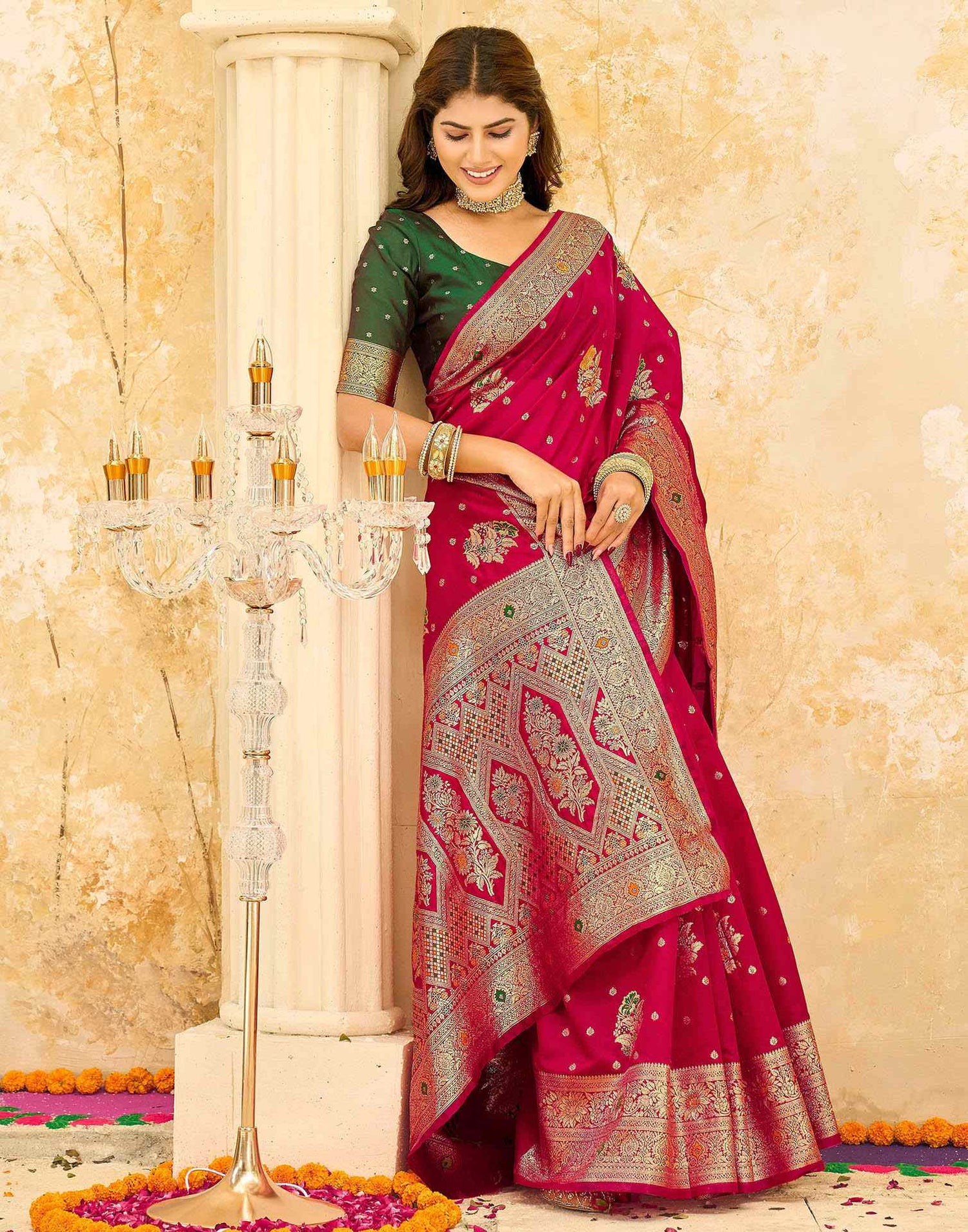 Red Silk Woven Banarasi Saree