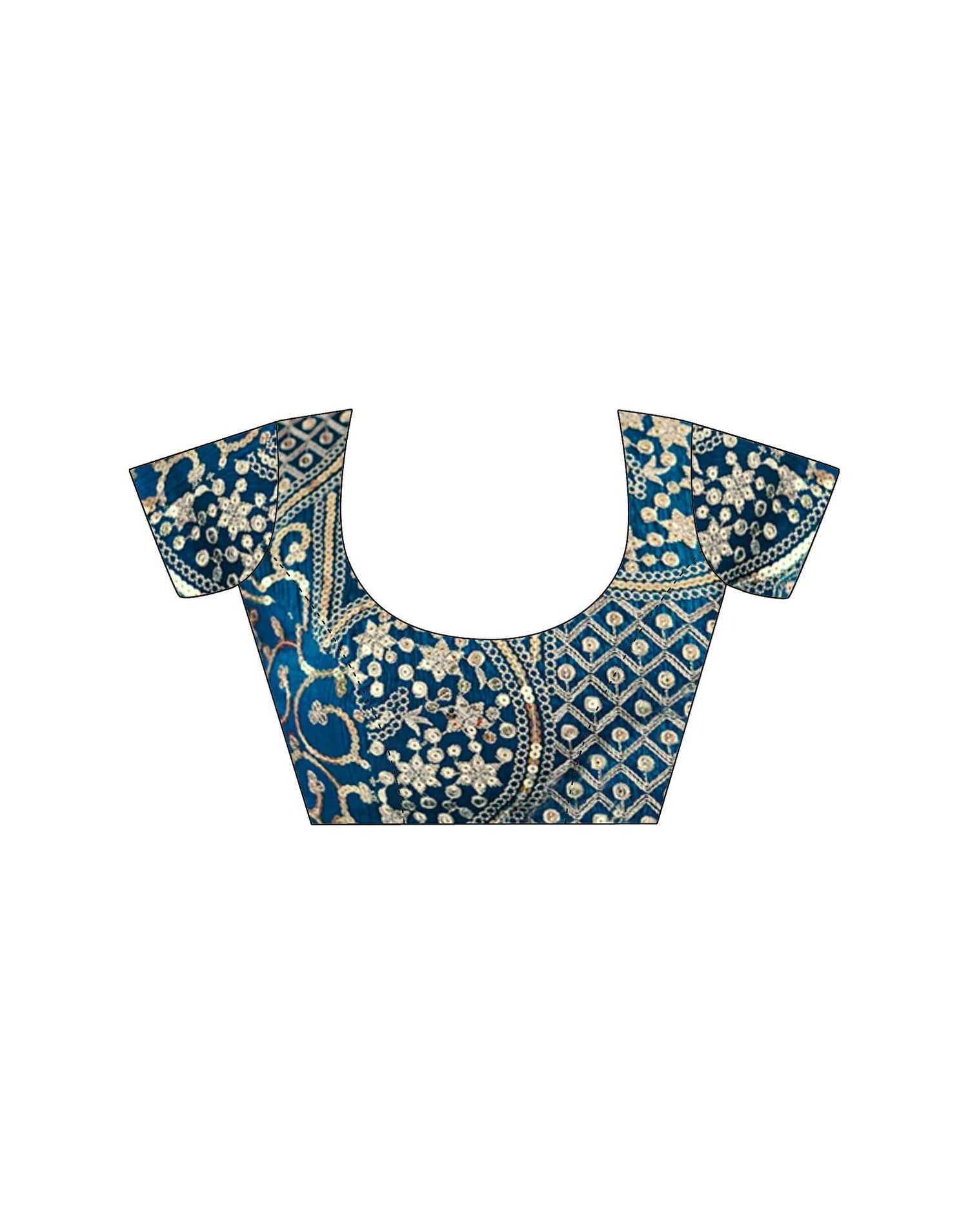 Teal Blue Shimmer Sequence Embroidery  Saree