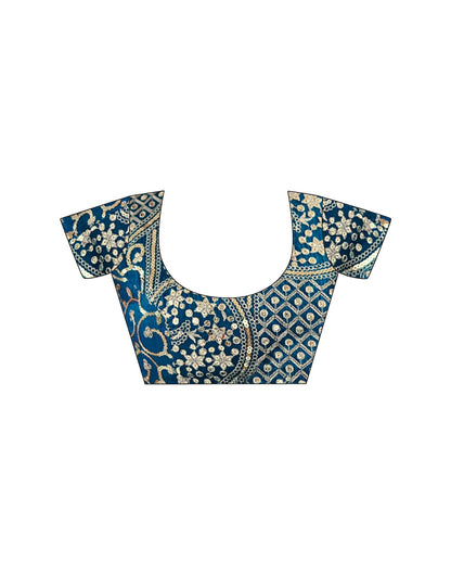 Teal Blue Shimmer Sequence Embroidery  Saree