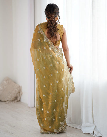 Khaki Shimmer Sequence Embroidery  Saree