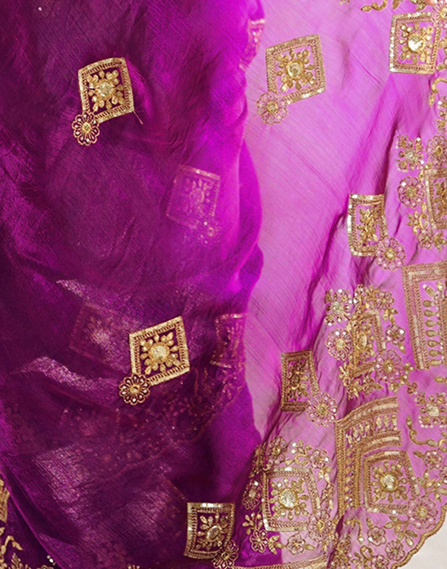 Dark Purple Shimmer Sequence Embroidery  Saree