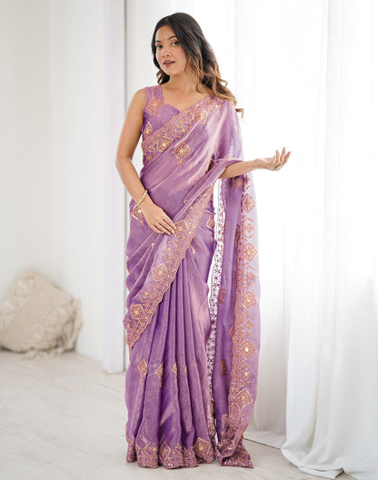 Lavender Shimmer Sequence Embroidery  Saree