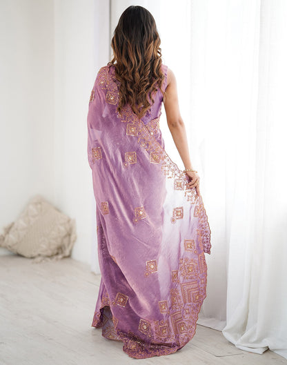 Lavender Shimmer Sequence Embroidery  Saree