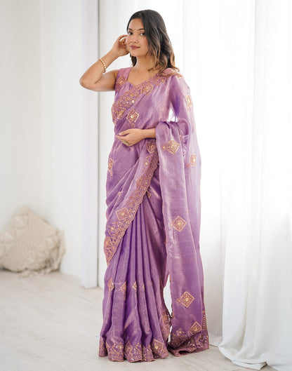 Lavender Shimmer Sequence Embroidery  Saree