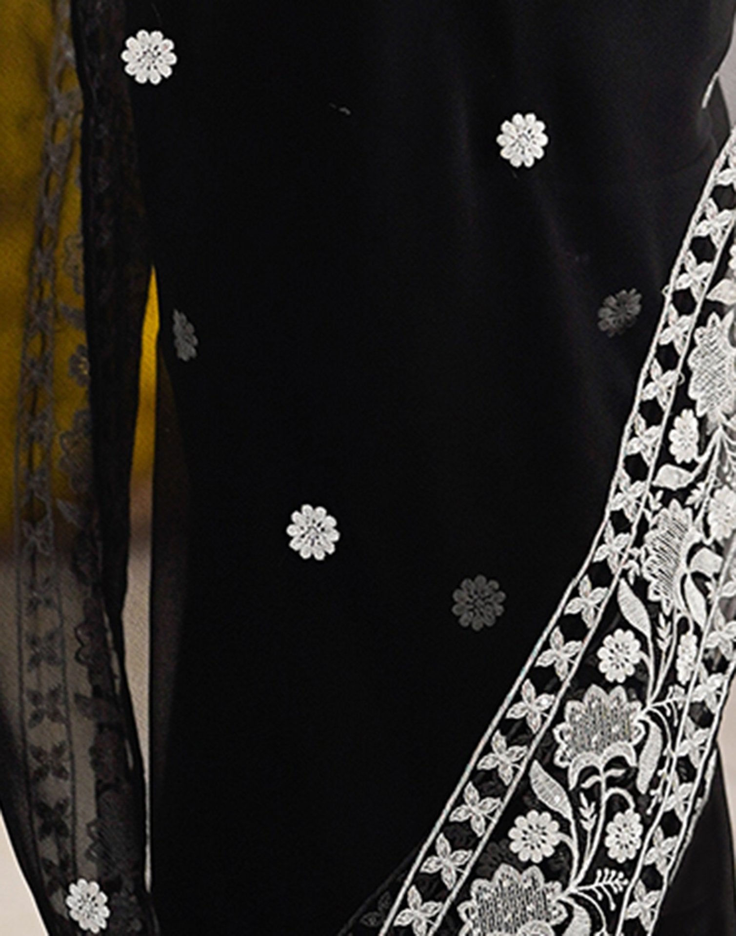 Black Georgette Embroidery Saree