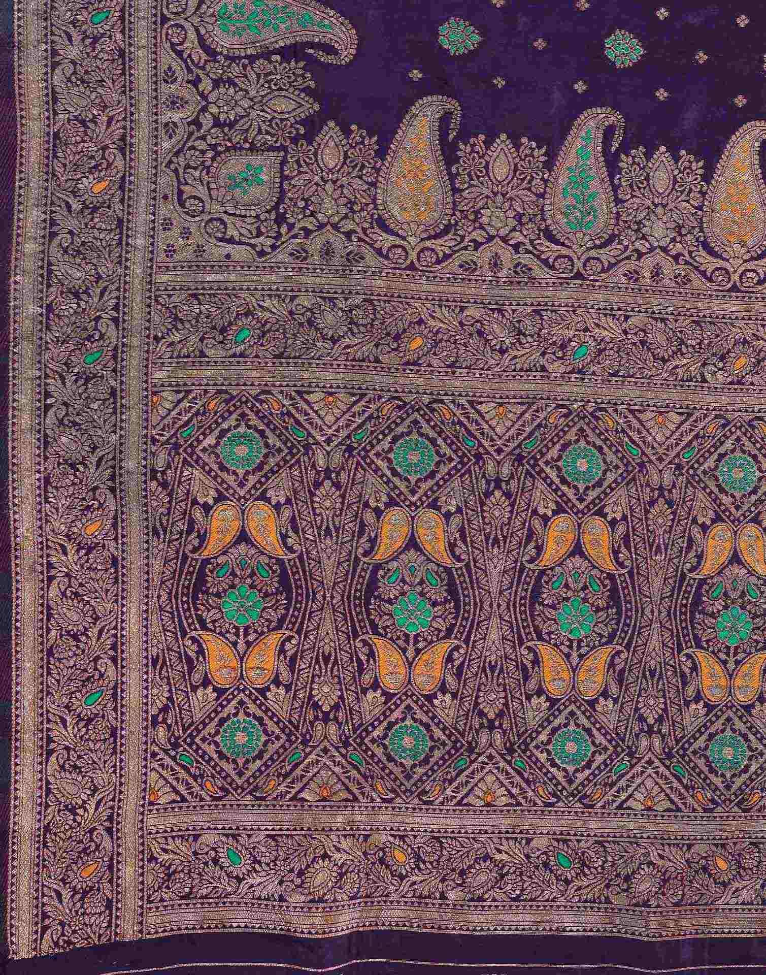 Dark Purple Silk Woven Banarasi Saree