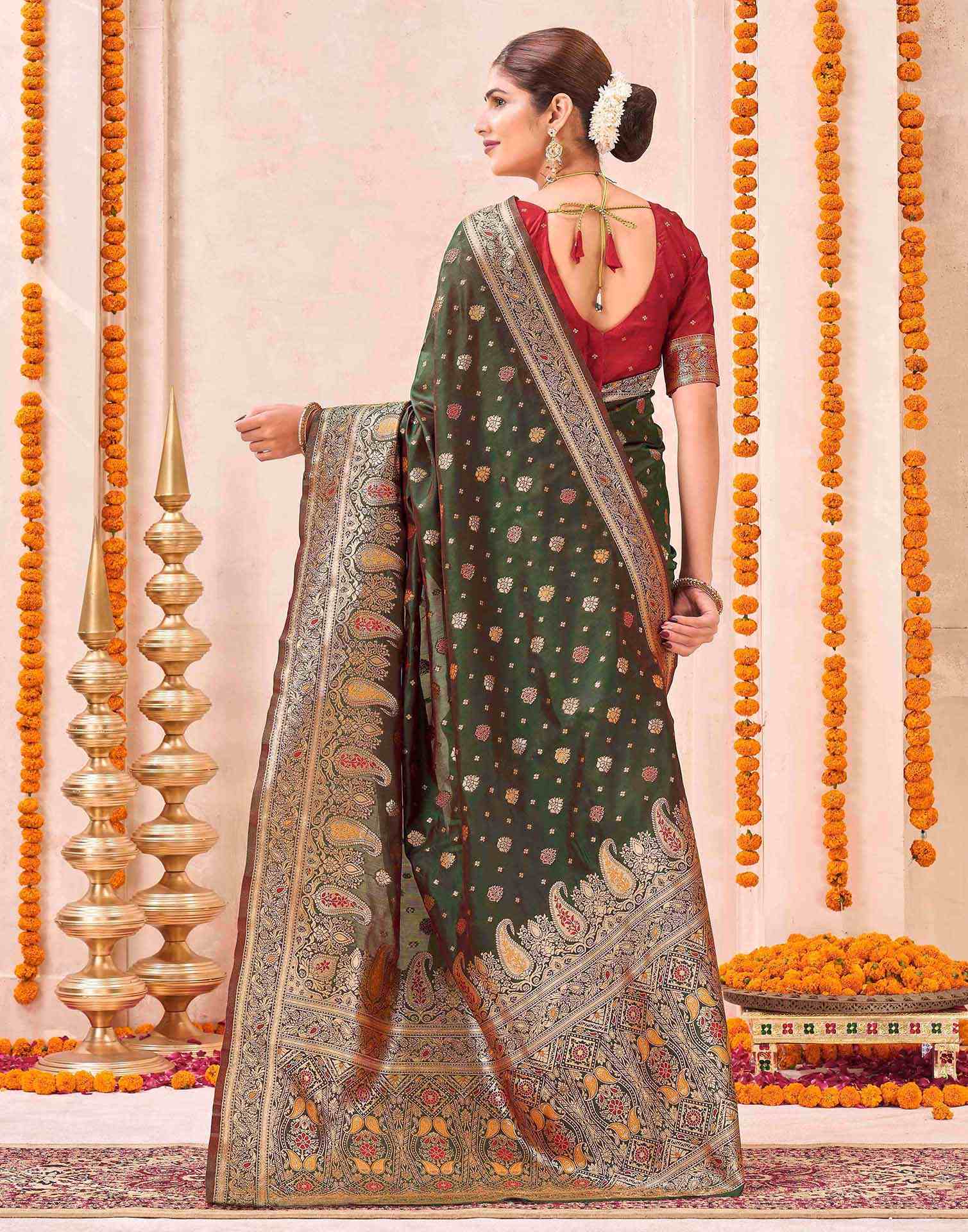 Green Silk Woven Banarasi Saree
