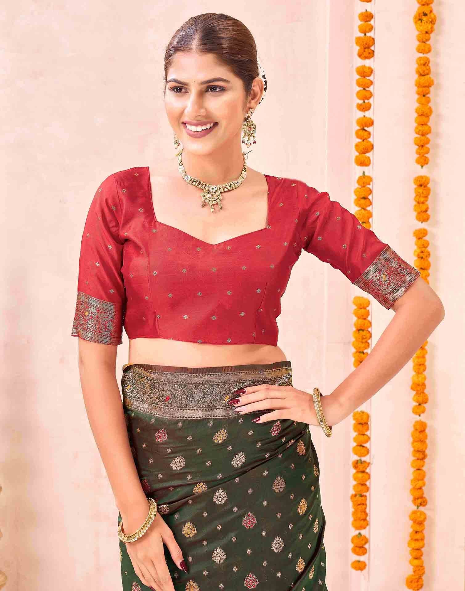 Green Silk Woven Banarasi Saree