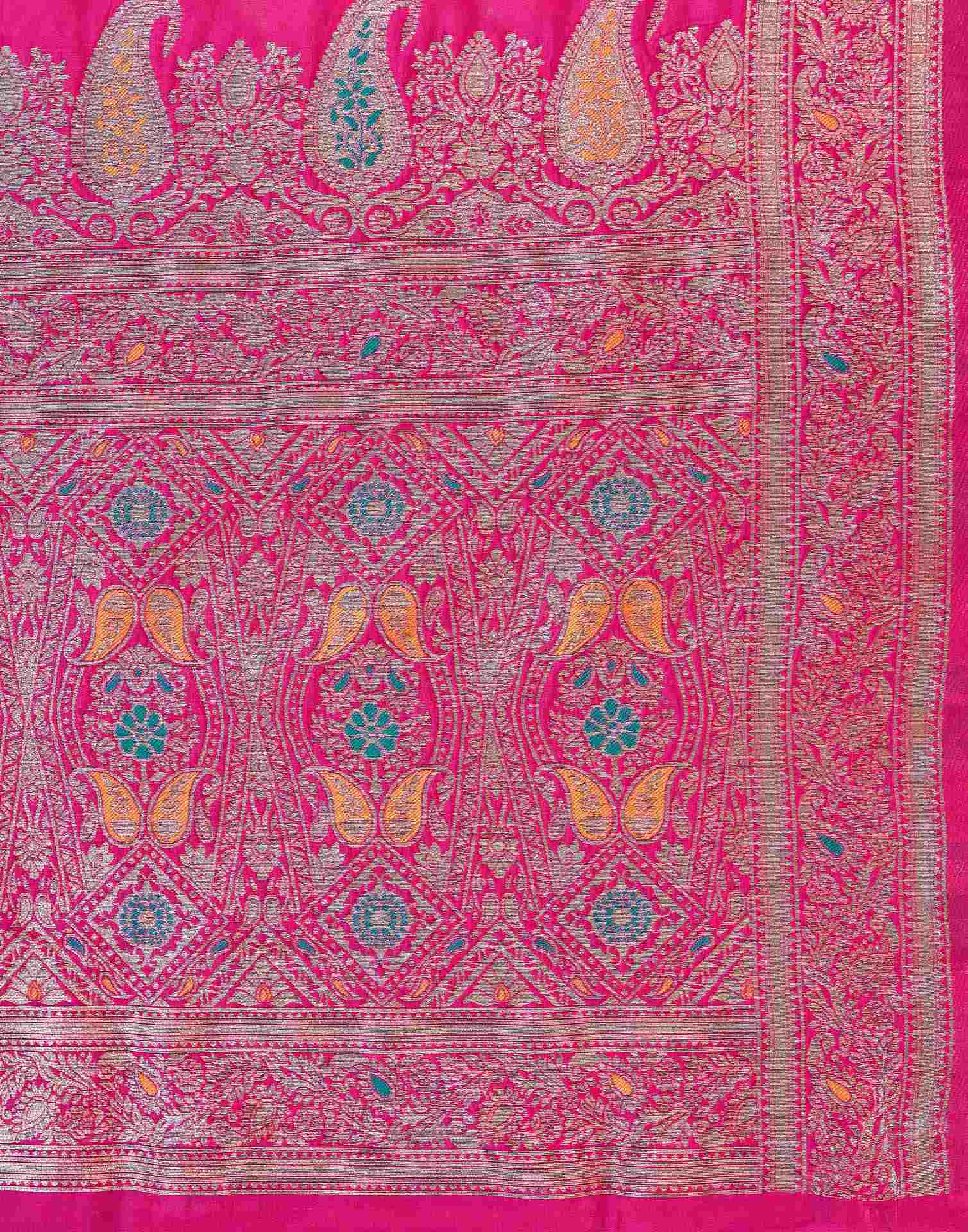 Rani Pink Silk Woven Banarasi Saree