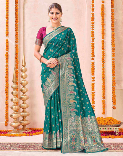 Rama Green Silk Woven Banarasi Saree