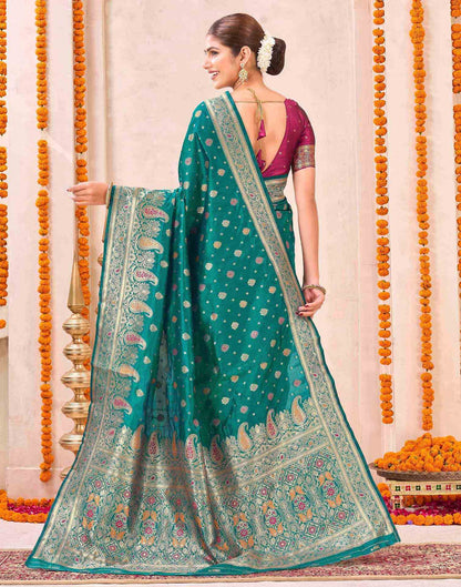 Rama Green Silk Woven Banarasi Saree