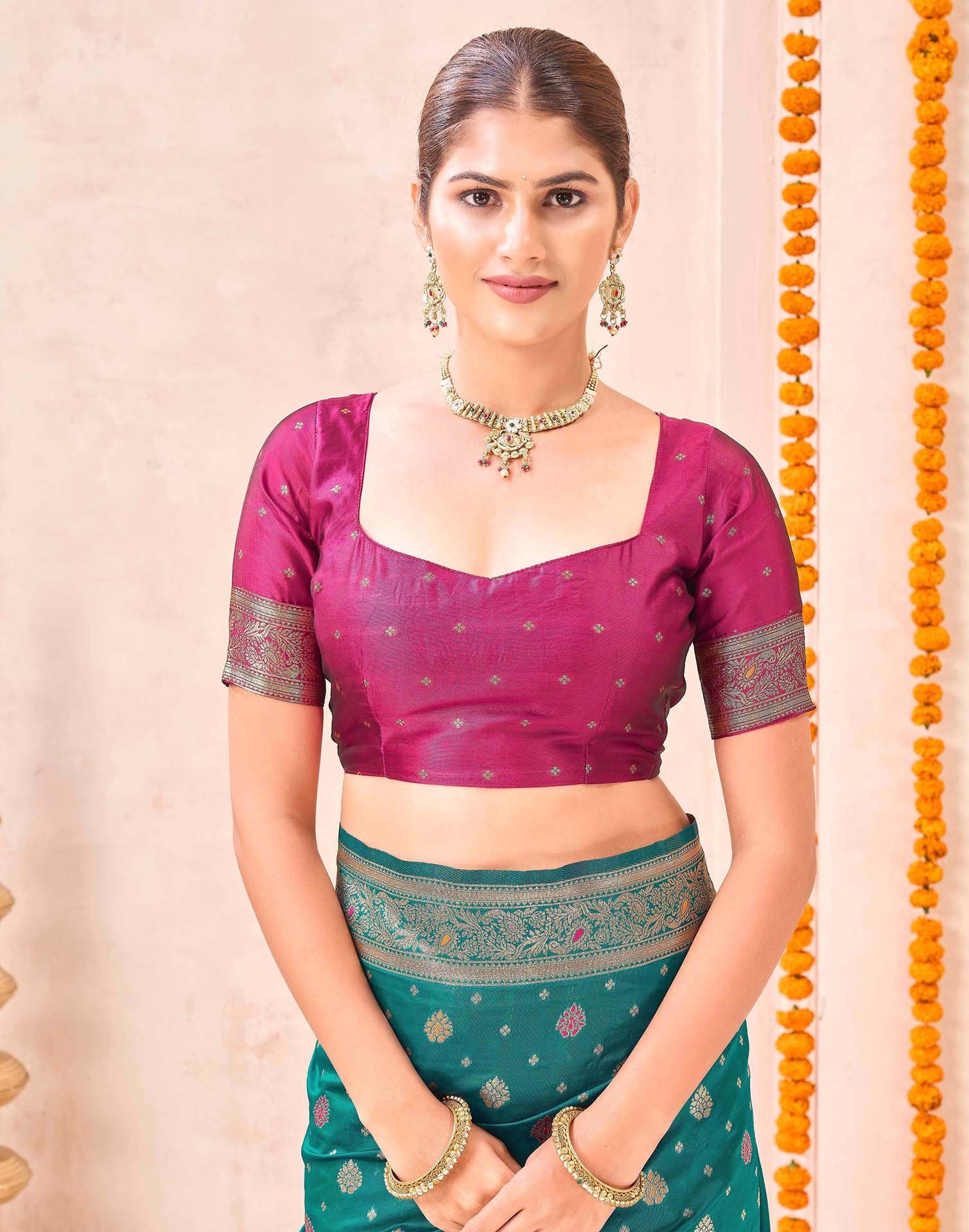 Rama Green Silk Woven Banarasi Saree