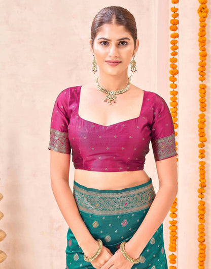 Rama Green Silk Woven Banarasi Saree