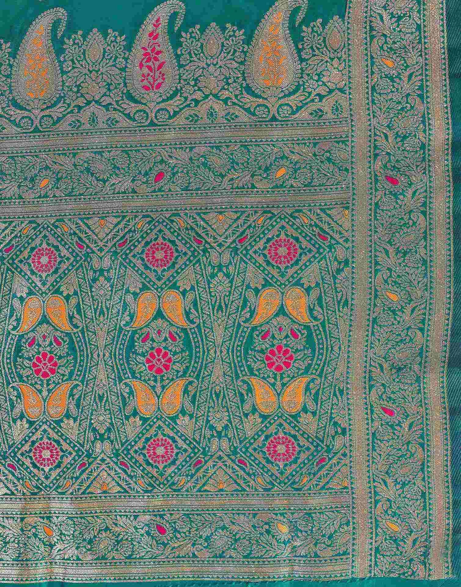 Rama Green Silk Woven Banarasi Saree