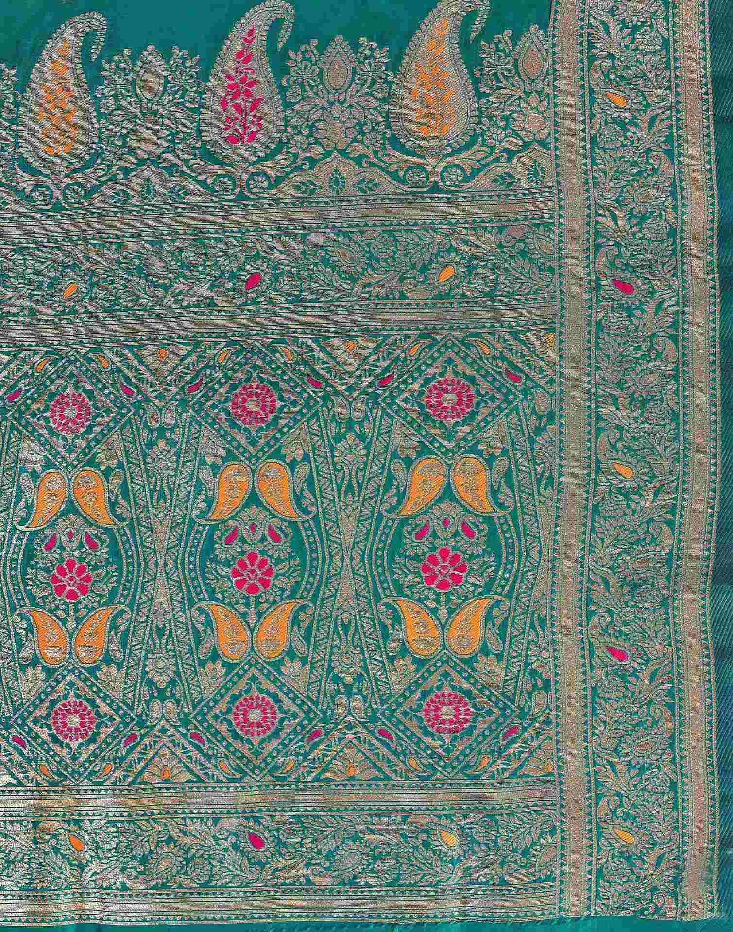 Rama Green Silk Woven Banarasi Saree