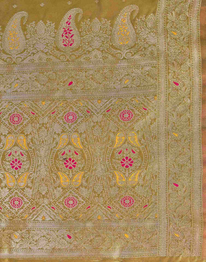 Mehandi Green Silk Woven Banarasi Saree