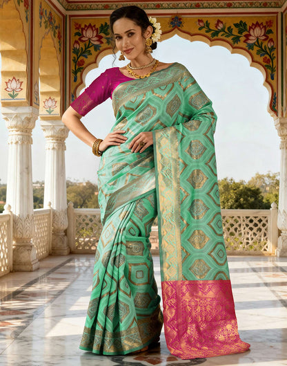 Mint Blue Silk Woven Saree