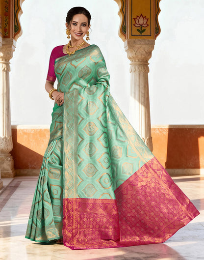 Mint Blue Silk Woven Saree