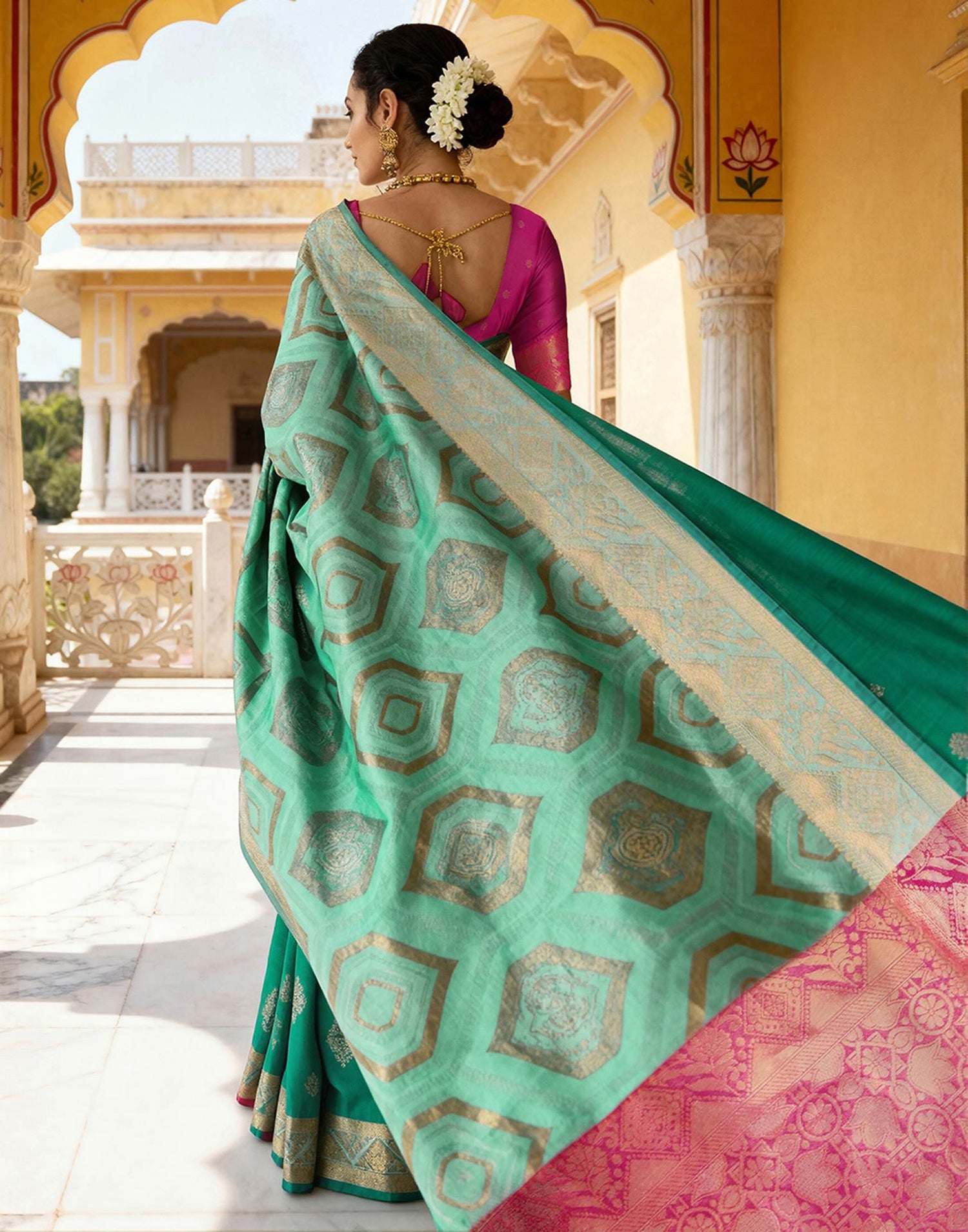 Mint Blue Silk Woven Saree