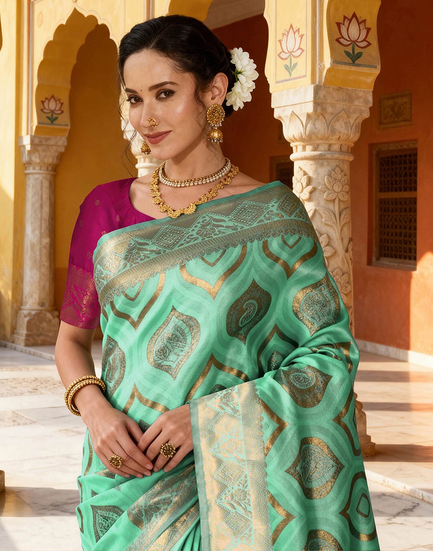 Mint Blue Silk Woven Saree