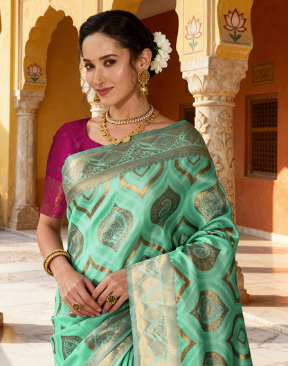 Mint Blue Silk Woven Saree