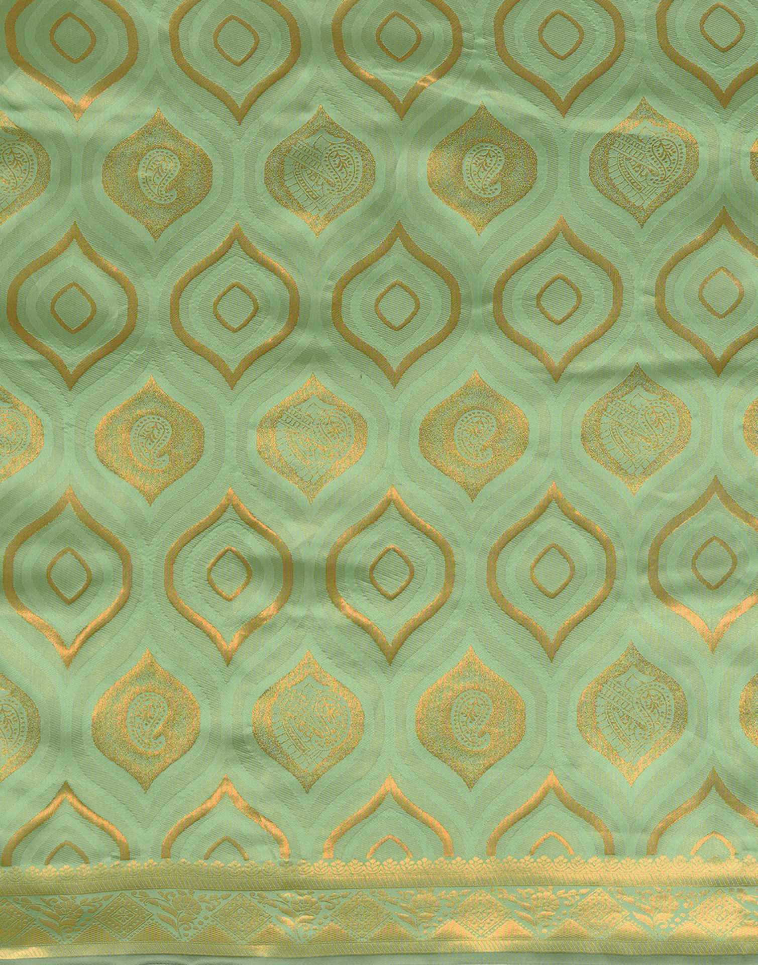 Pista Green Silk Woven Saree