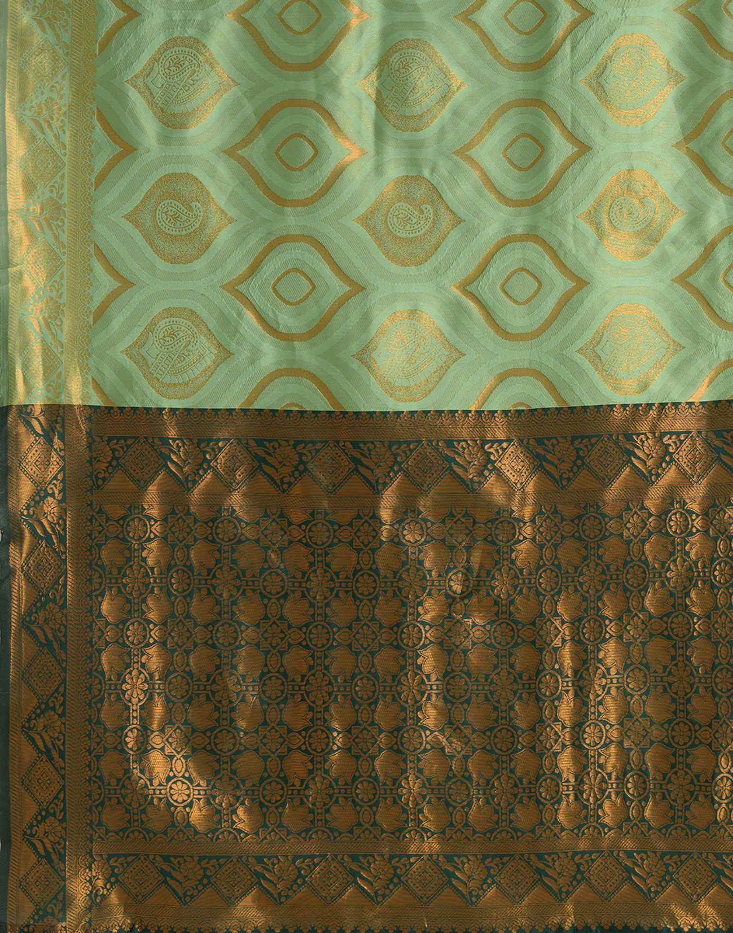 Pista Green Silk Woven Saree