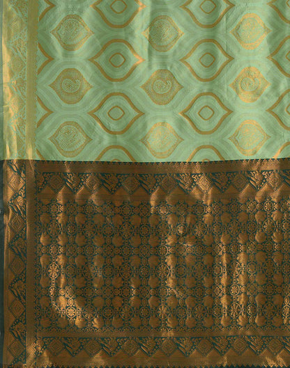 Pista Green Silk Woven Saree