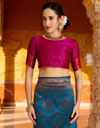 Rama Blue Silk Woven Saree