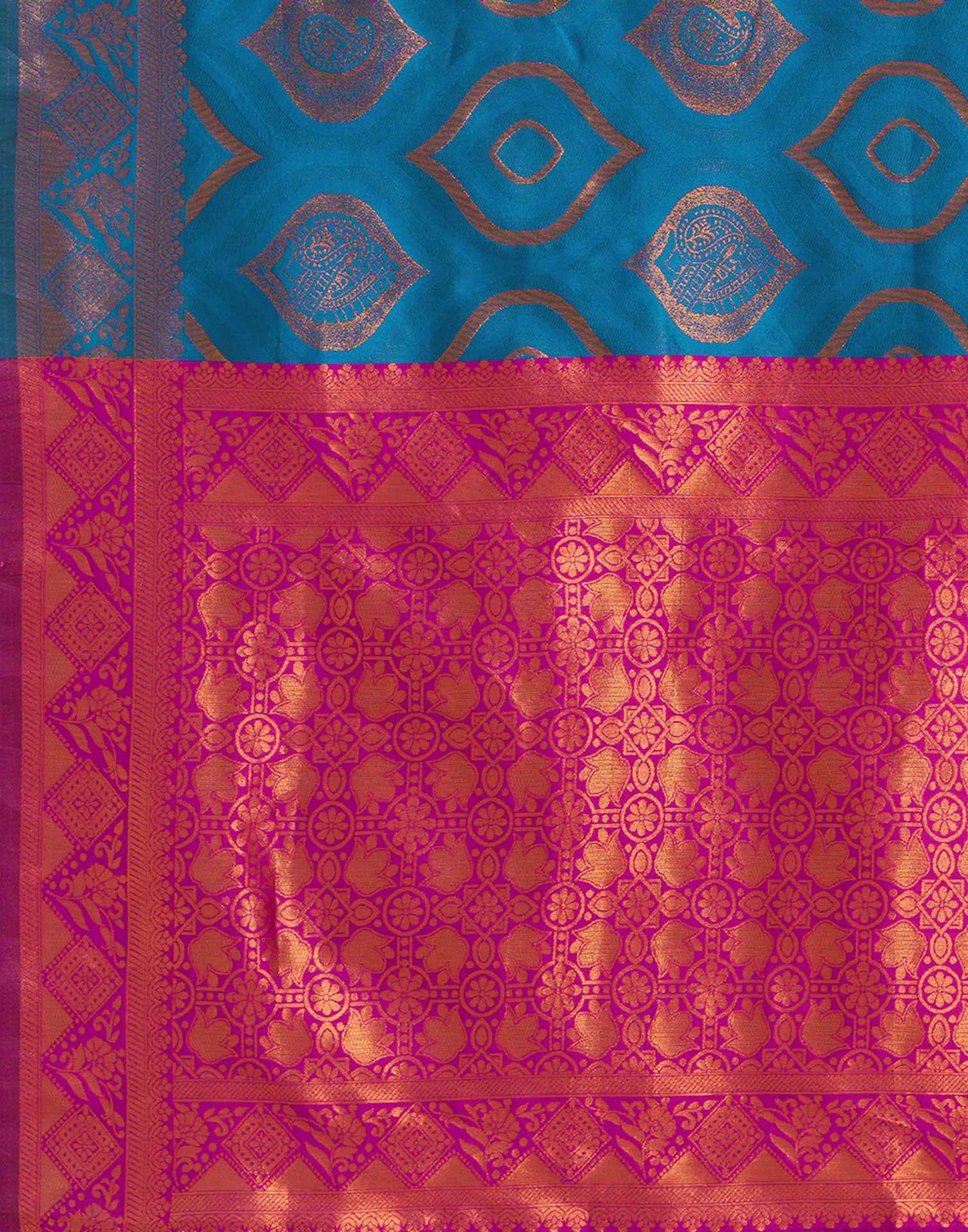 Rama Blue Silk Woven Saree