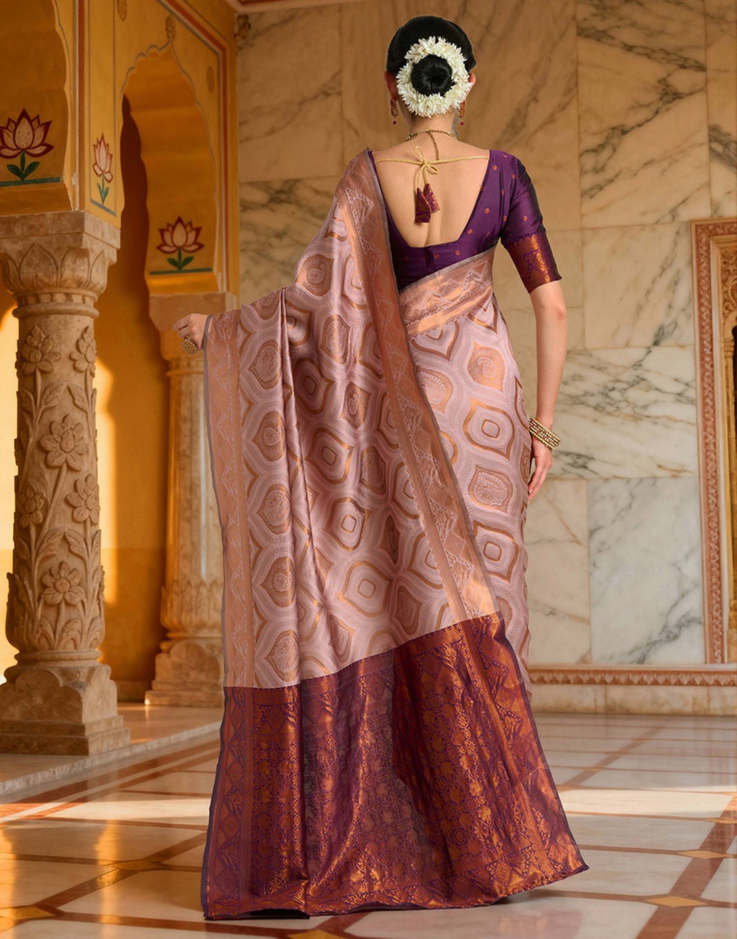 Mauve Silk Woven Saree