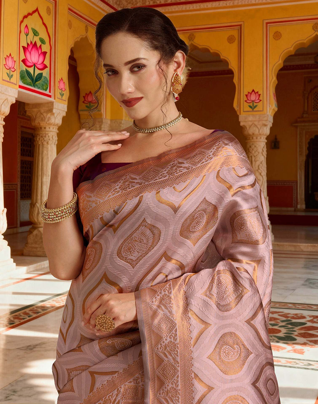 Mauve Silk Woven Saree