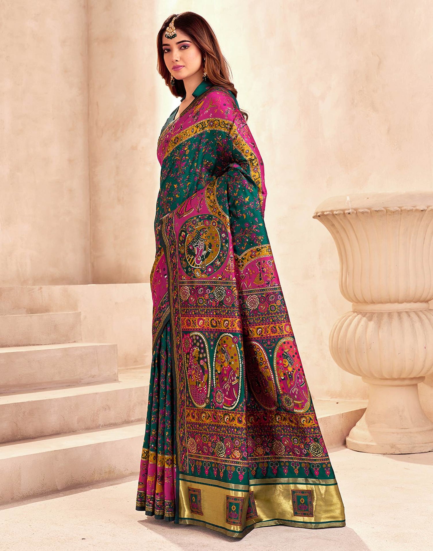 Green Silk Woven Patola Saree