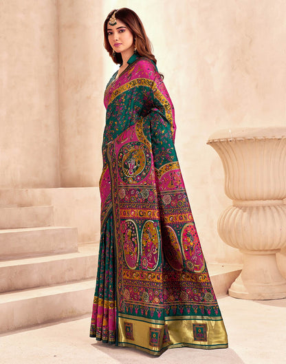 Green Silk Woven Patola Saree