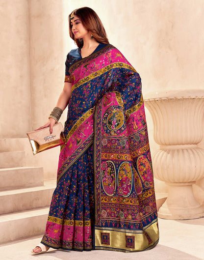 Navy Blue Silk Woven Patola Saree