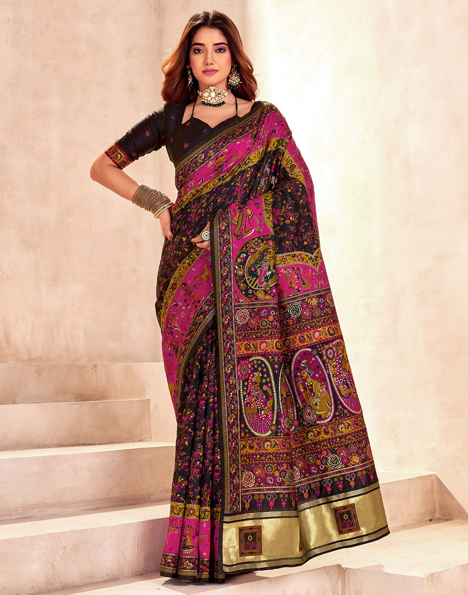Black Silk Woven Patola Saree