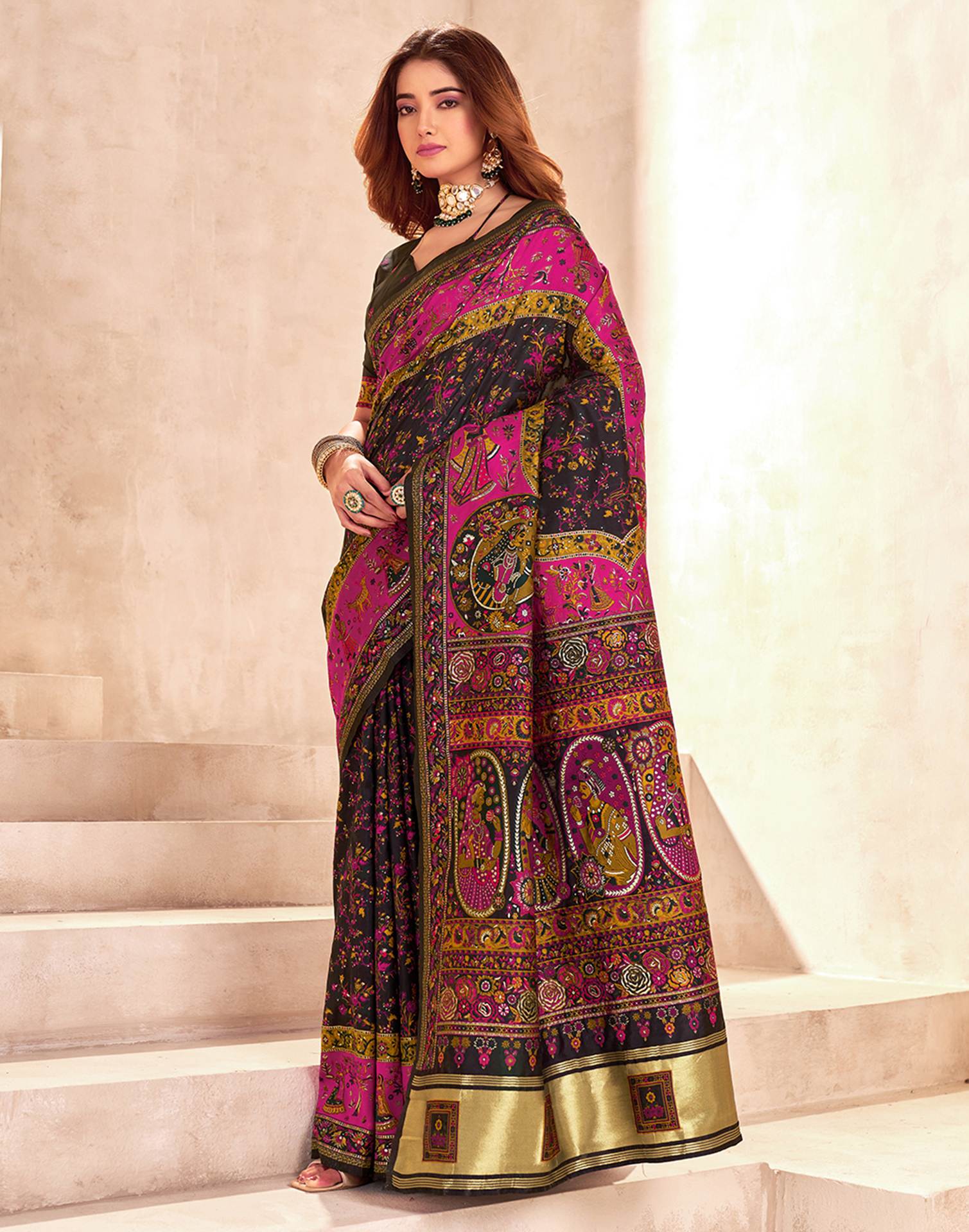 Black Silk Woven Patola Saree