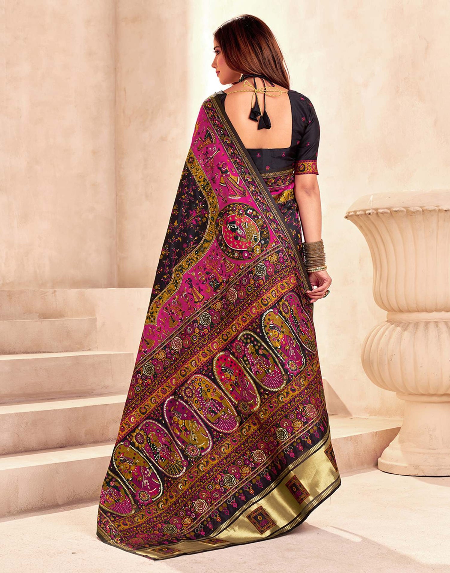 Black Silk Woven Patola Saree