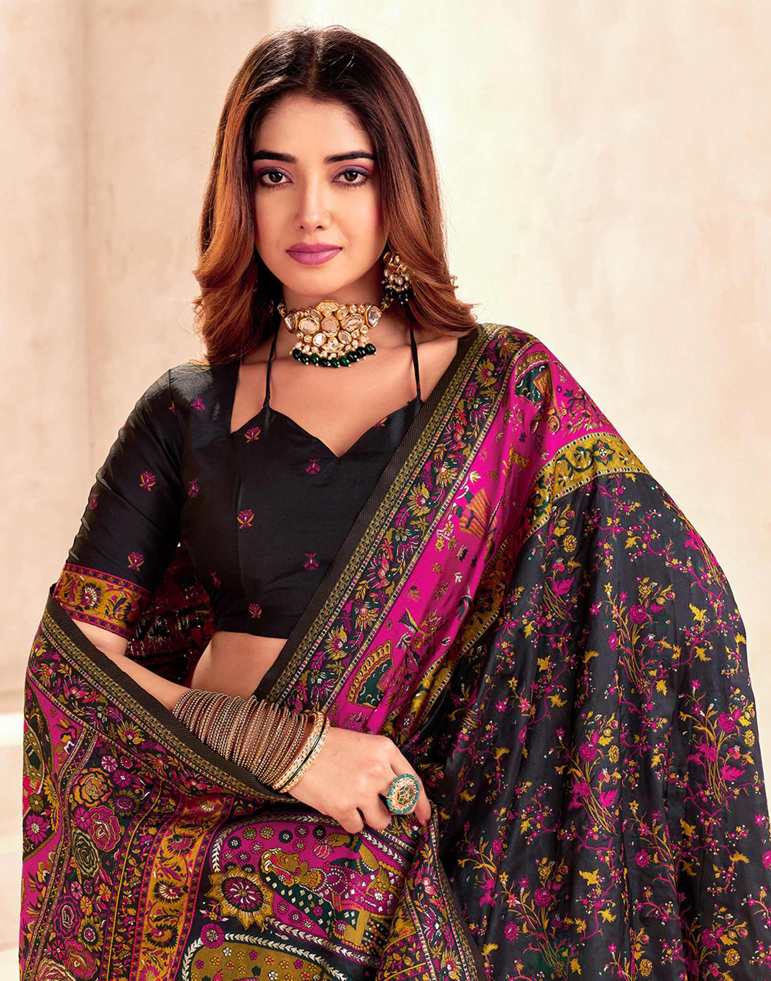 Black Silk Woven Patola Saree