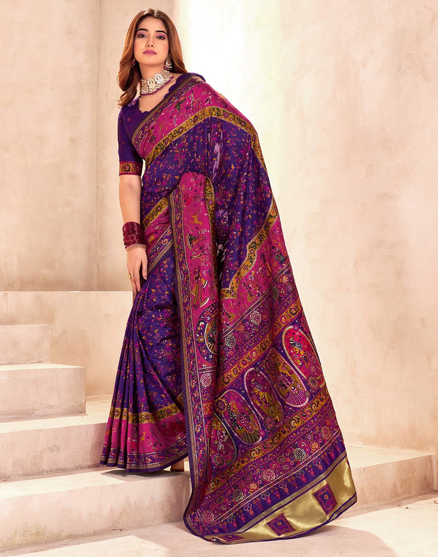 Purple Silk Woven Patola Saree