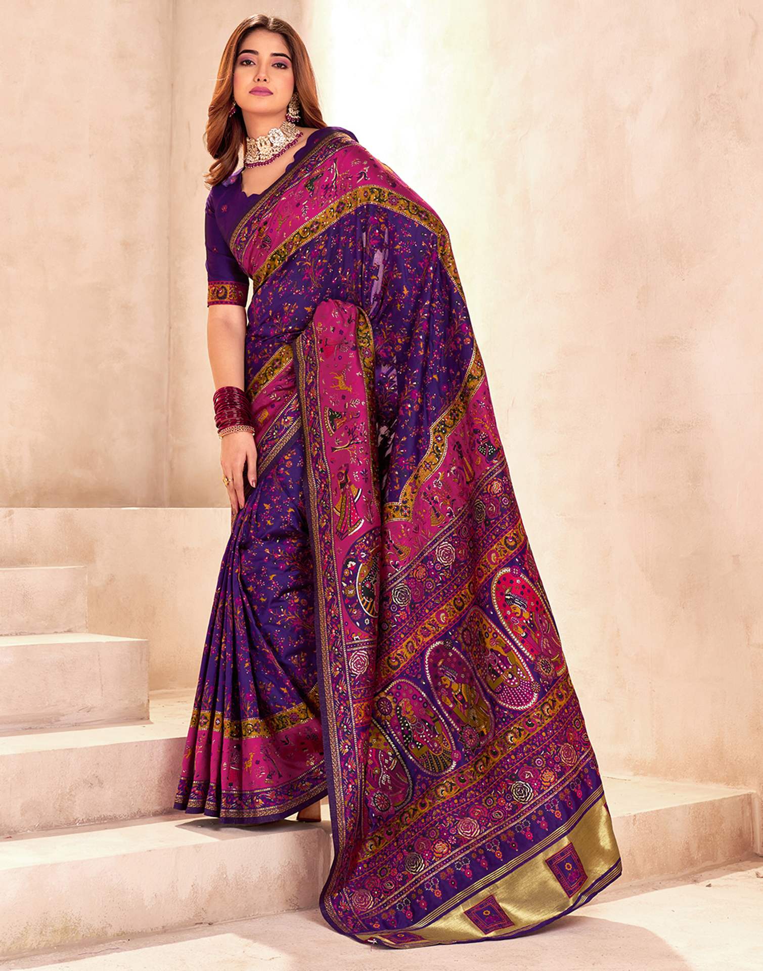 Purple Silk Woven Patola Saree