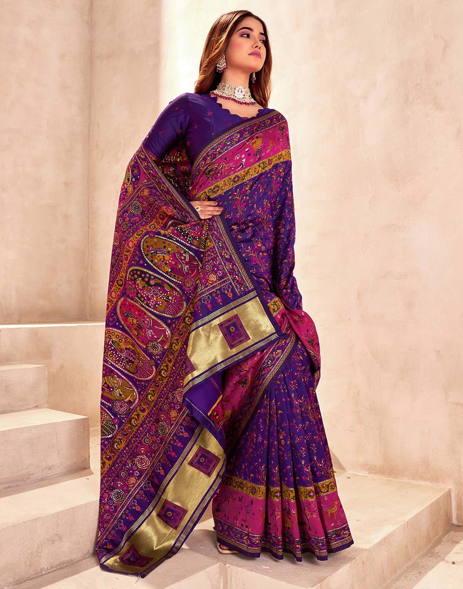 Purple Silk Woven Patola Saree