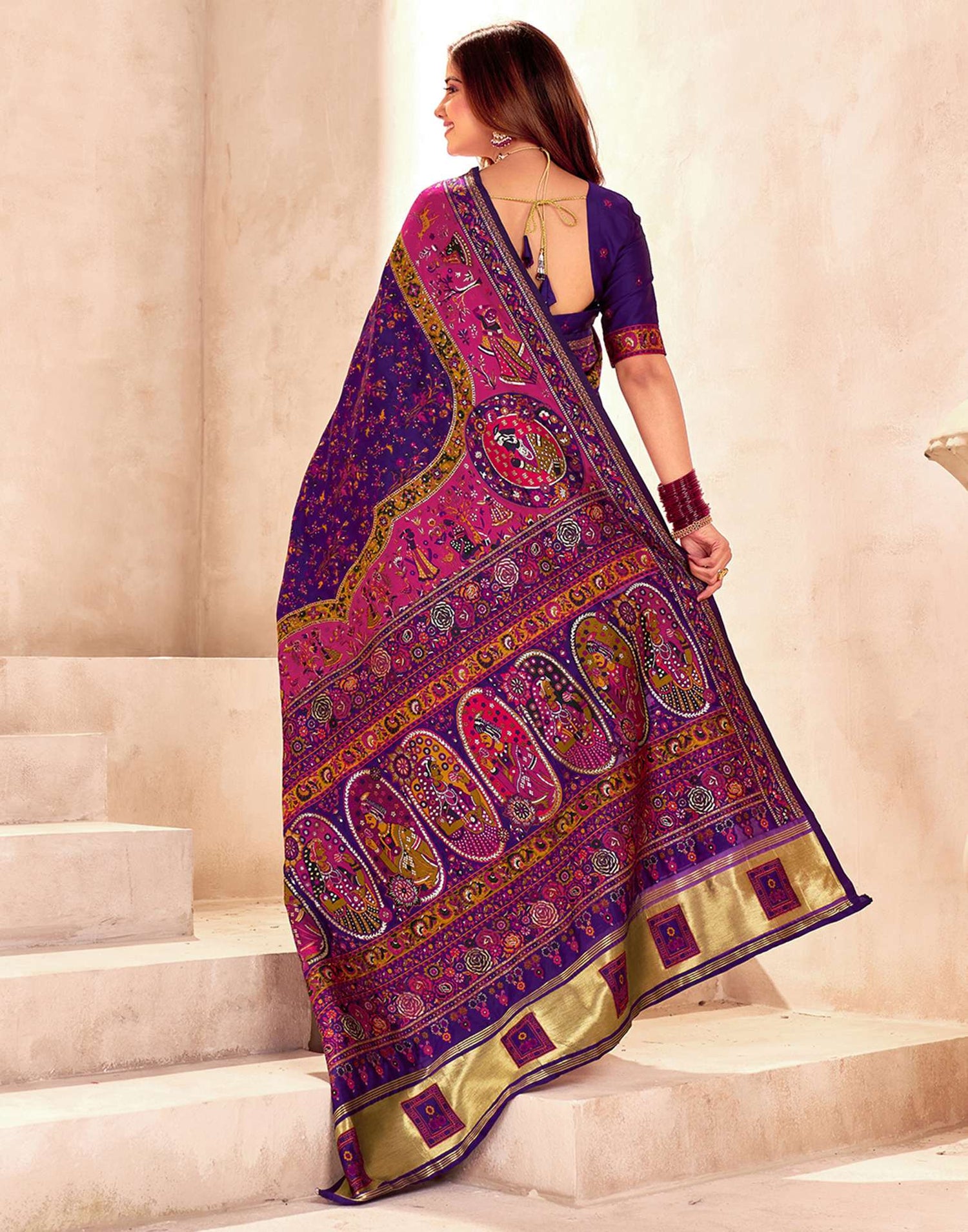Purple Silk Woven Patola Saree