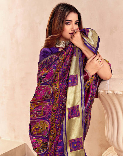 Purple Silk Woven Patola Saree